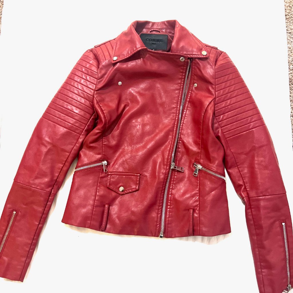 Comme Usa Red Leather Jacket